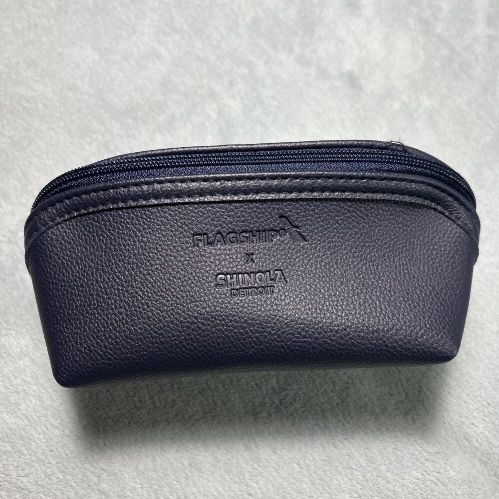 Shinola Detroit Flagship AA Navy Blue Zip Amenity Toiletry Pouch Bag Excellent